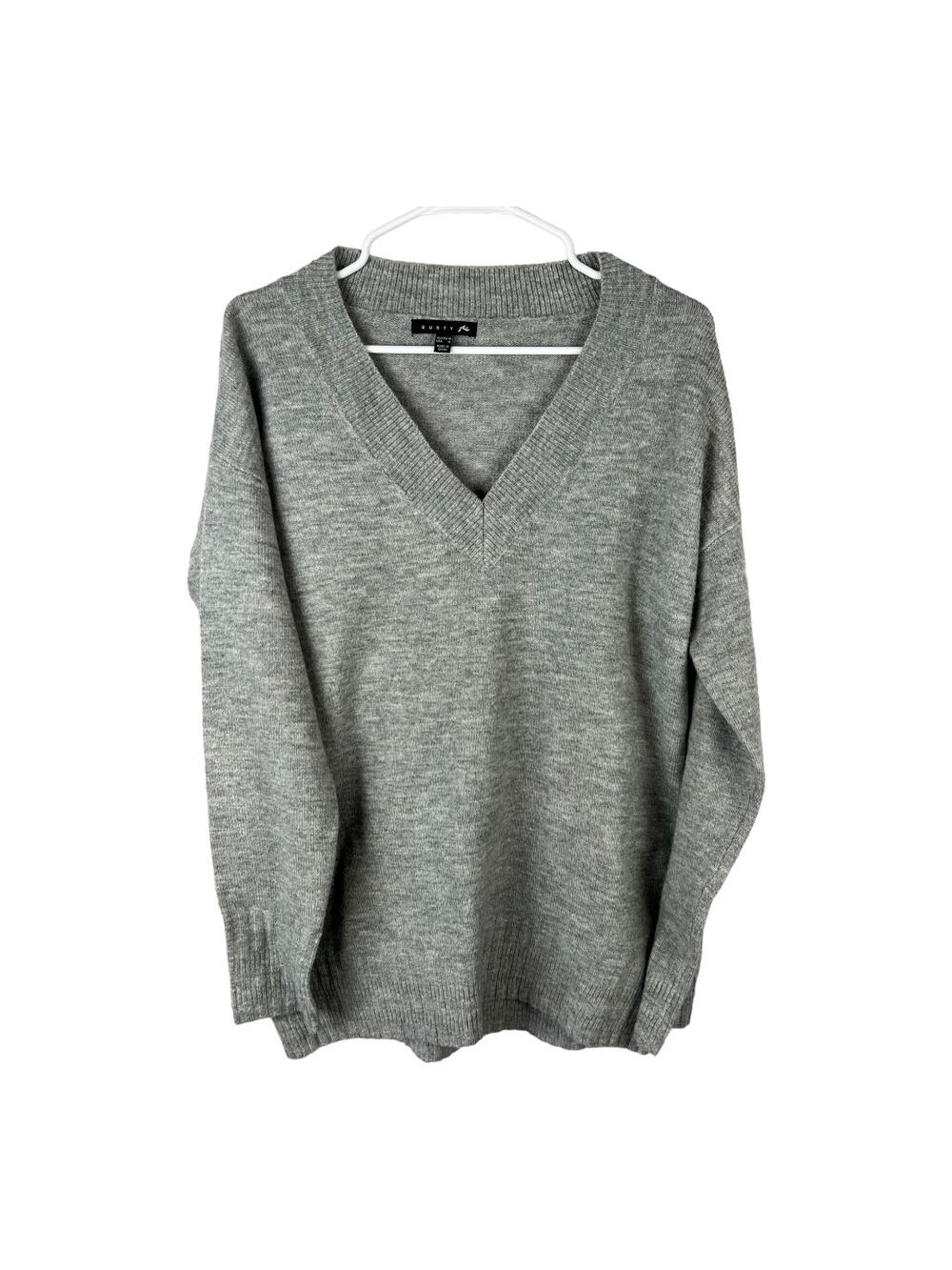 Rusty Gray V-Neck oversized Sweater Tunic R. Surfer Skater sz M